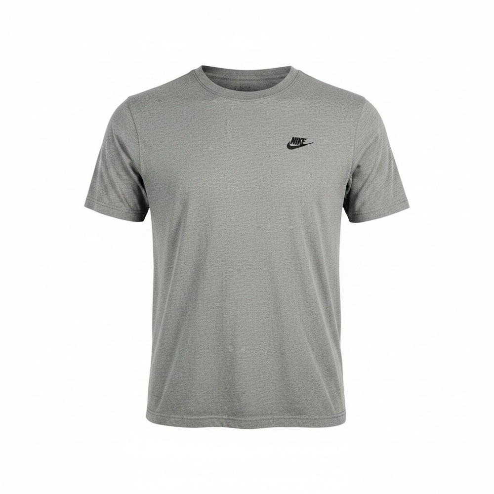 Nike T-Shirt Mens Medium Gray Excellent Embroidered Logo Short Sleeve Crew Neck